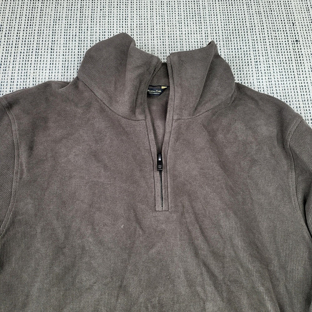 Massimo Dutti Sweater Mens Large Brown‎ Quarter Zip Mock Neck Knit Pullover